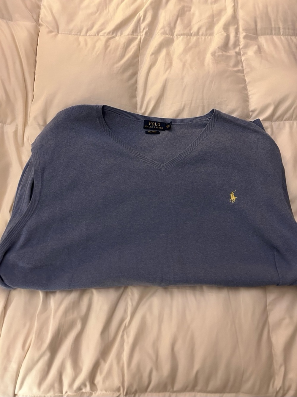 Polo by Ralph Lauren Light Blue V-Neck Sweater with Yellow Pony